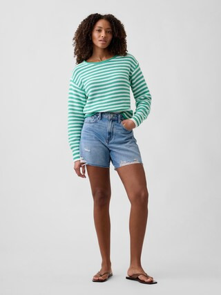 Destructed SuperSoft Denim Midi Shorts | Gap Factory | Gap Factory