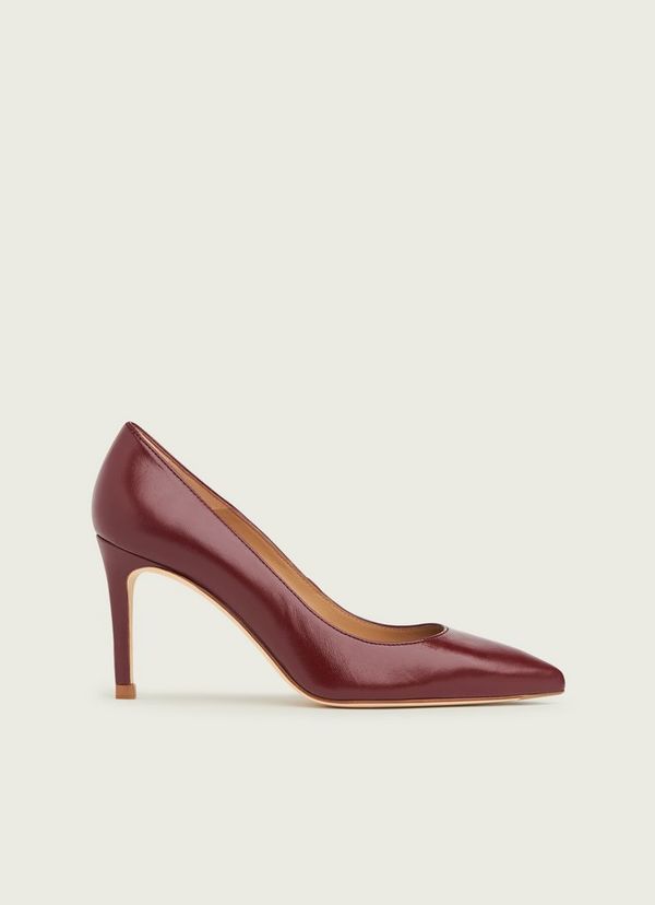 Floret Red Leather Pointed Toe Courts | L.K. Bennett (UK)