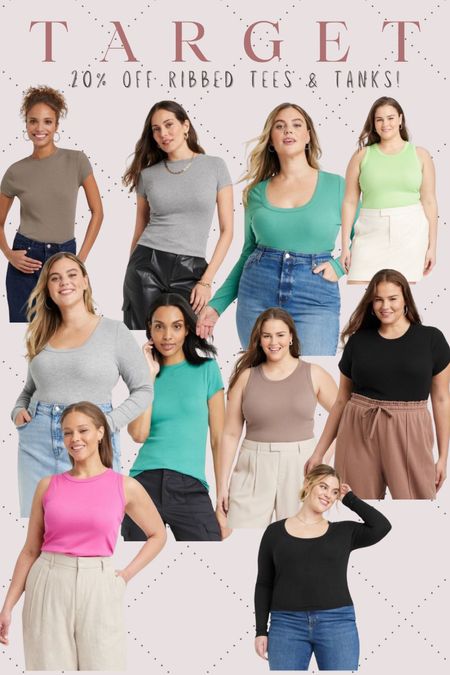 20% off ribbed tees and tanks at Target!  I like to size up to an xxl in this brand in their tees and tanks. These tanks are some of my faves for all the layering. Love the new colors for spring and summer!

#LTKmidsize #LTKSeasonal #LTKsalealert