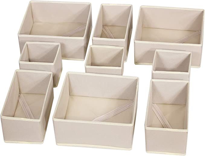 DIOMMELL 9 Pack Foldable Cloth Storage Box Closet Dresser Drawer Organizer Fabric Baskets Bins Co... | Amazon (US)