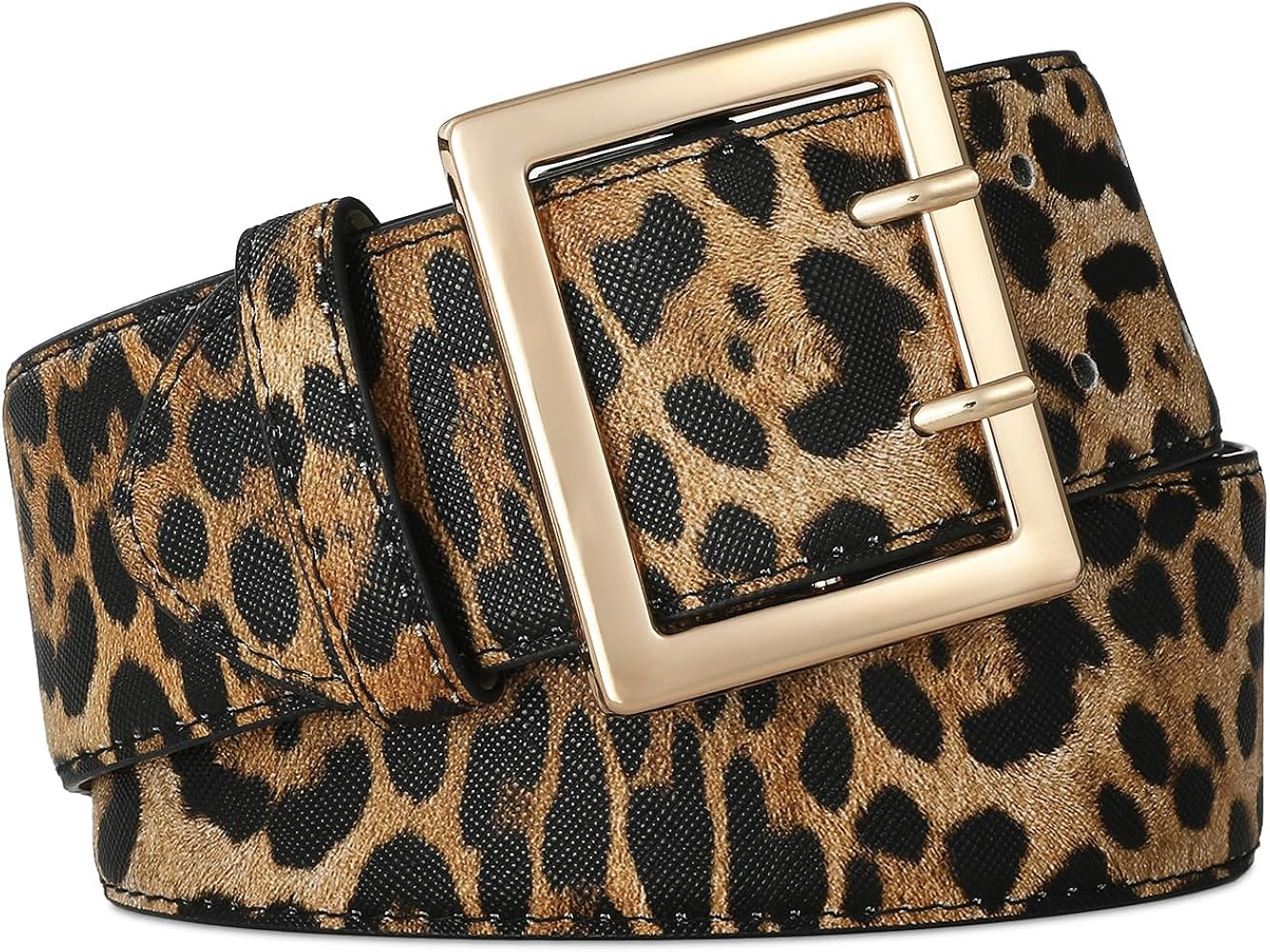 Wide Belts for Women Leather Wide Belts Fashion Thick Black Belt With Gold Buckle Belt for Dresse... | Amazon (US)