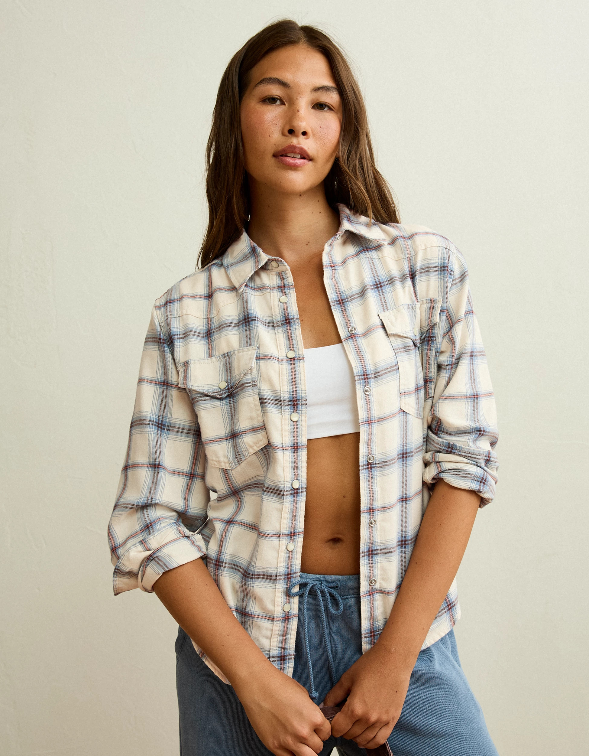 AE Throwback Flannel Button-Up Shirt | American Eagle Outfitters (US & CA)