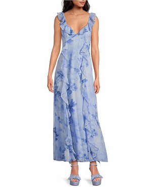 Gianni Bini x Shea Leigh Mills Bre Floral Printedd Georgette Ruffle Dress | Dillard's | Dillard's