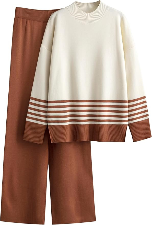 Tanming Women's Lounge Sets 2 Piece Outfits Knitted Pullover Sweater Tops Wide Leg Pants Tracksui... | Amazon (US)