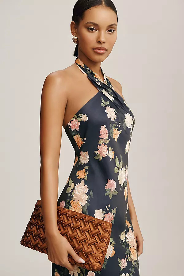 BHLDN Ruby Twist Halter Satin Gown | Anthropologie (US)