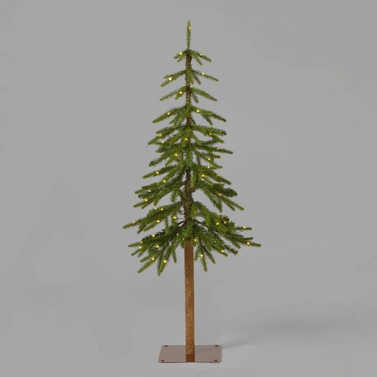 4&#39; Pre-Lit LED Downswept Alpine Balsam Mini Artificial Christmas Tree Warm White Dew Drop Lig... | Target