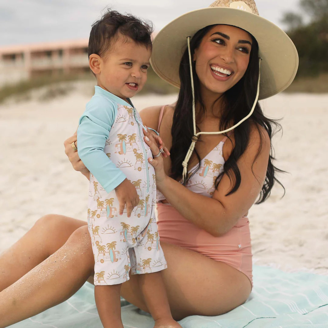 Long Sleeve Rash Guard Swim Romper Shortie | Endless Summer | Caden Lane