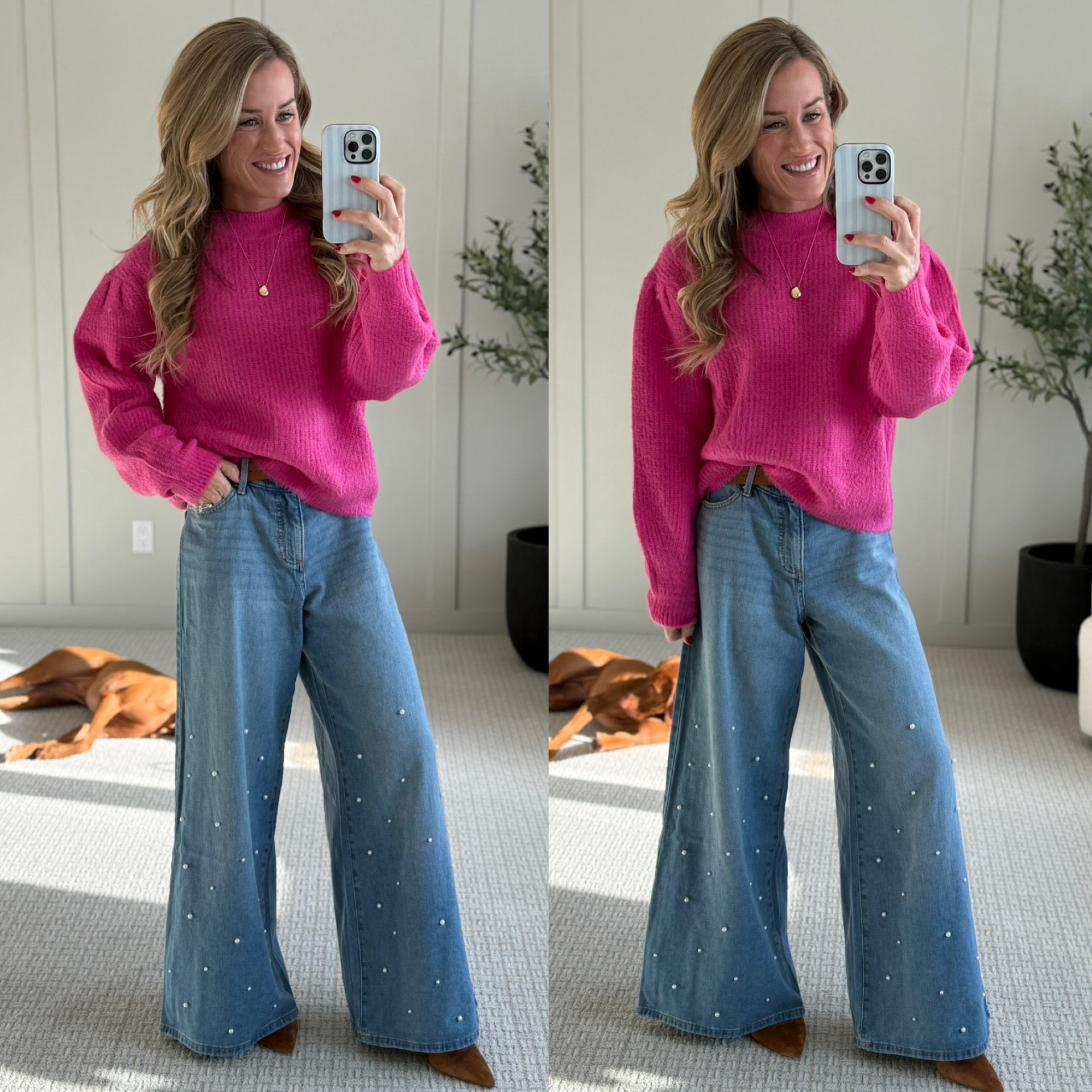 Ok love love love three pearl wide leg jeans. However, size down at least 1-2 sizes as this is my normal size and I have a belt holding them up. 

#LTKgrwm #LTKdayinmylife #LTKootd