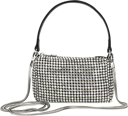 Montana West Silver Sparkly Clutch Small Crossbody Bag with Silver Rhinestones Bling Clutch Walle... | Amazon (US)