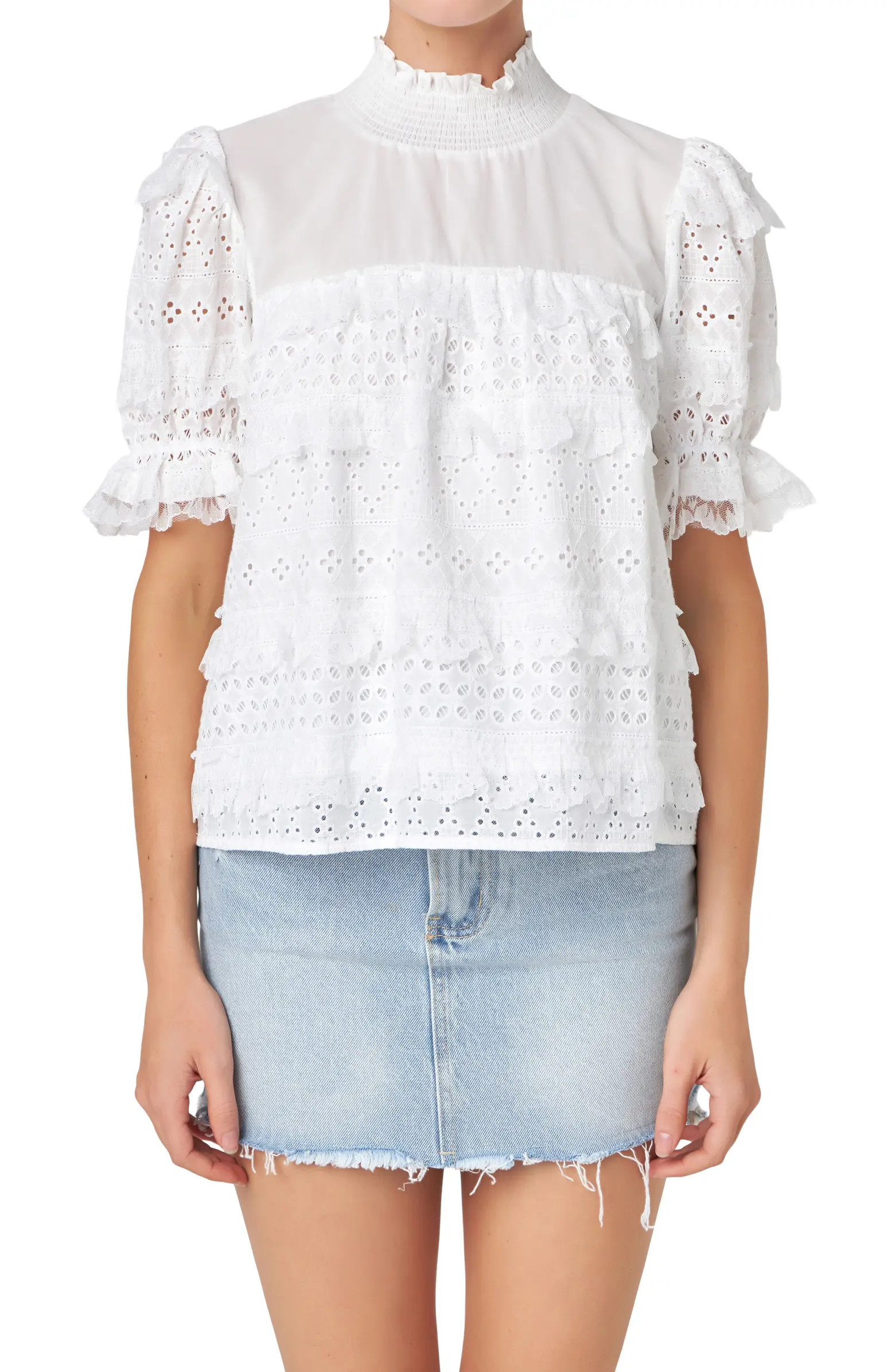 English Factory Eyelet Lace Babydoll Top | Nordstrom | Nordstrom