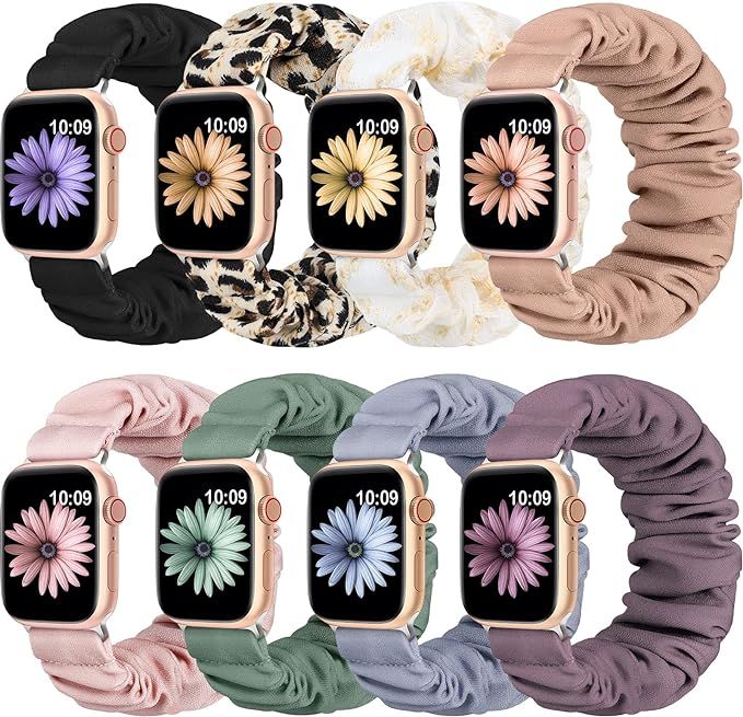 8 Pack Scrunchie Bands Compatible with Apple Watch Band 40mm 41mm 38mm 44mm 42mm 45mm for Women,C... | Amazon (US)