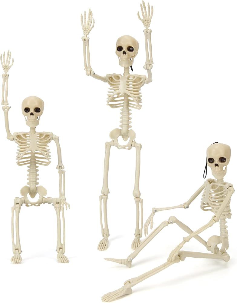 Halloween Skeletons Decorations With Movable Joints, 3 Packs Full Body Posable Skeletons For Hall... | Amazon (US)