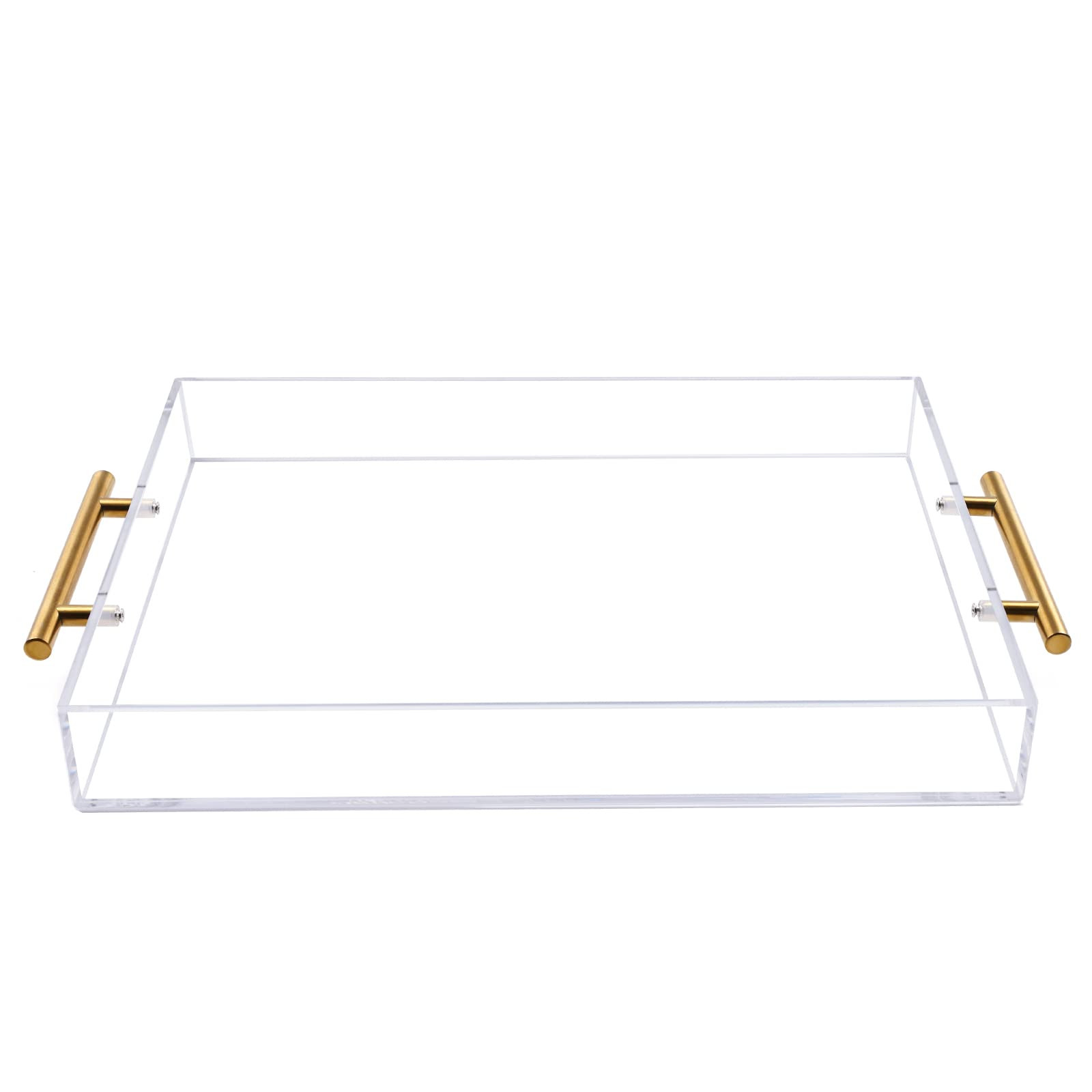 12"x16" Clear Acrylic Serving Tray with Golden Handles, Sturdy Huge Capacity Acrylic Tray for Cof... | Amazon (US)