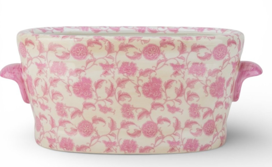 Vintage Style Large Chinese Pink Flowers Cachepot Planter-14.5'' x 6.5''H | eBay US