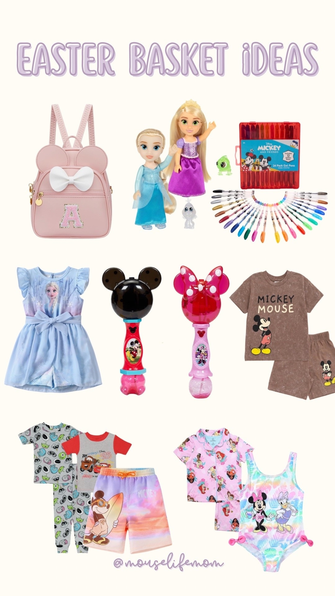 Some fun Disney related Easter basket ideas! I always love doing outdoor stuff so bathing suits, bubbles, chalk, goggles, etc! Plus cute spring outfits or pajamas!! 

#LTKmomlife #LTKTravel #LTKKids