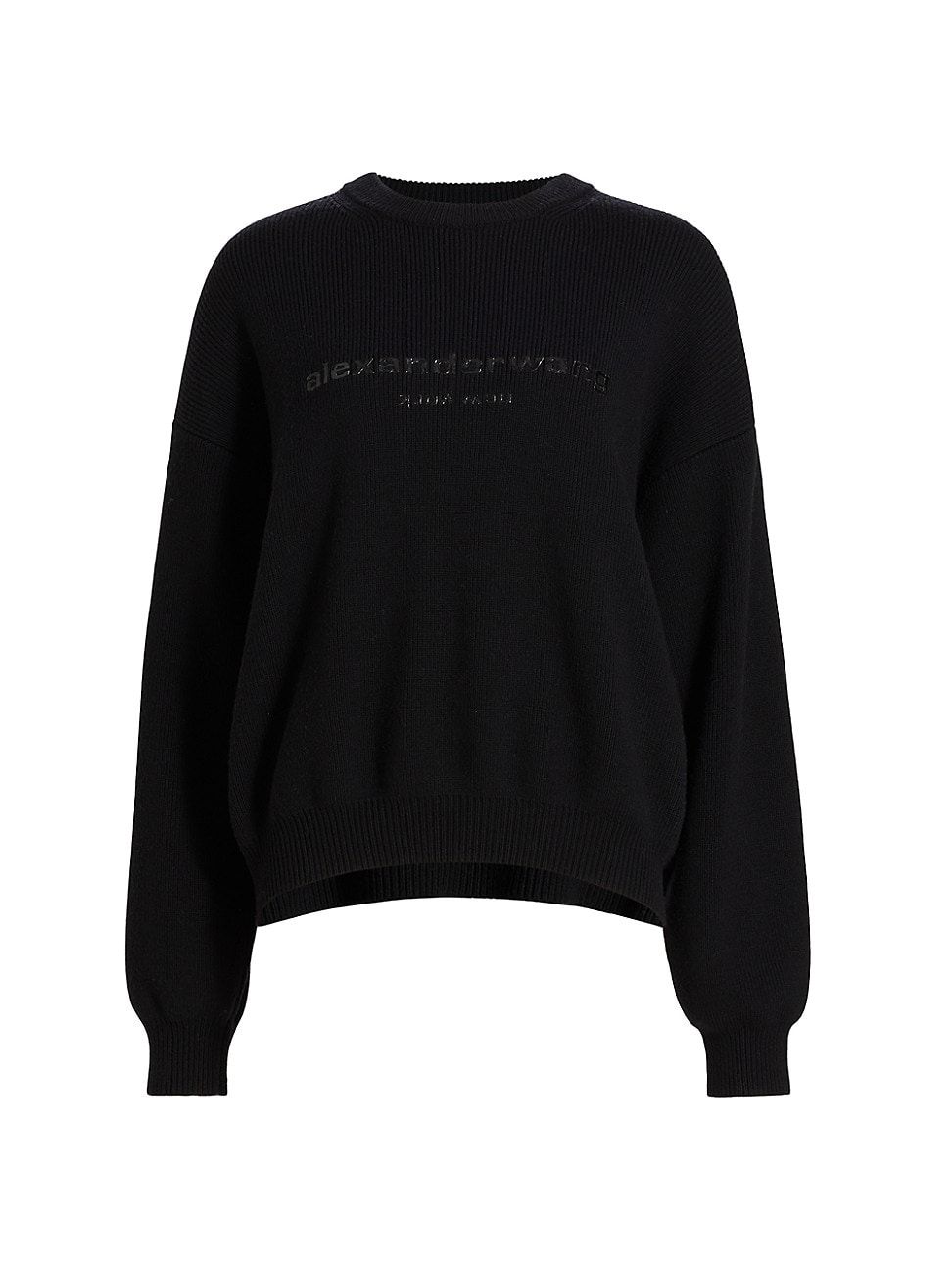 Women's Oversized Wool Logo Sweater - Black - Size Small | Saks Fifth Avenue