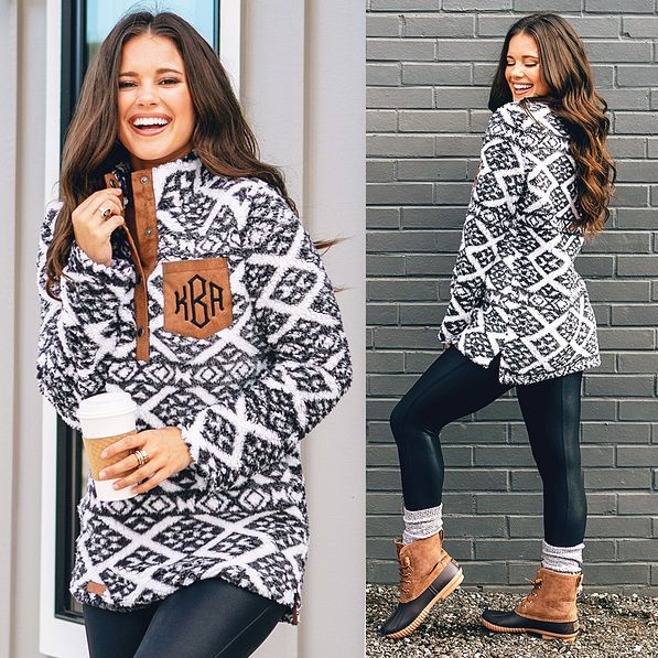 Monogrammed Vintage Sherpa Pullover | Marleylilly