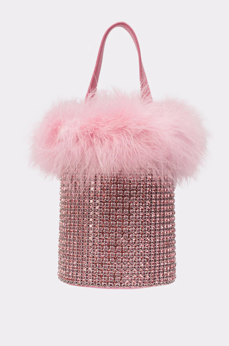ELLE PINK FEATHER BLING PURSE | AKIRA