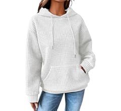SHEWIN Womens Hoodies Casual Long Sleeve Drawstring Waffle Pullover Tops Loose Hooded Sweatshirt ... | Amazon (US)
