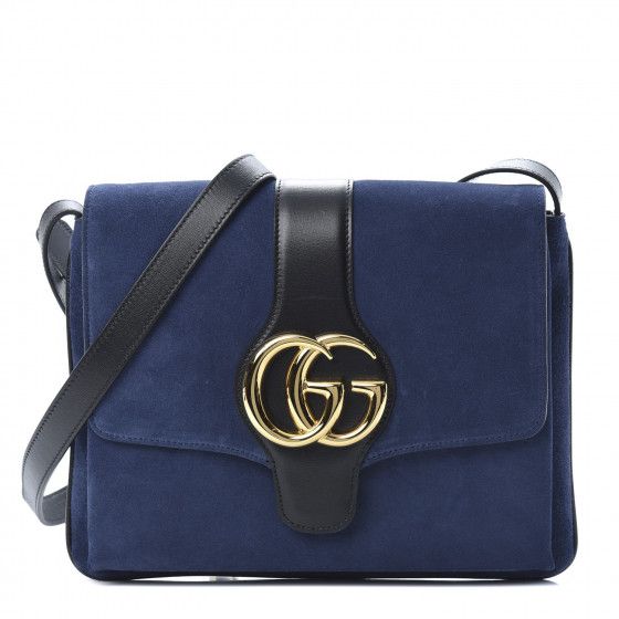 GUCCI Suede Medium Arli Flap Shoulder Bag Blue Ink | Fashionphile