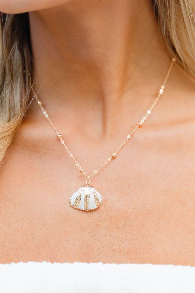 Gold Shell Necklace | Pink Lily