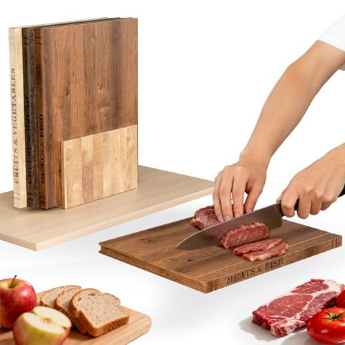 Book Cutting Board Set - 3pcs Wooden Book Cutting Boards, 100% Acacia Wood Food Safe Non-Slip Chopping Boards, Suitable For Home Kitchen Countertop Decoration | Amazon (US)