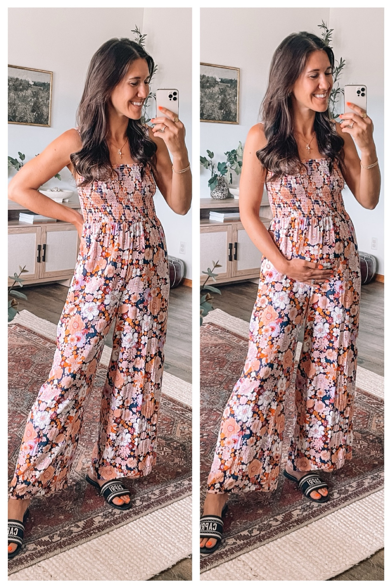 Amazon smocked jumpsuit / bump friendly! Wearing my true size small 

Amazon fashion 
Floral jumpsuit 
Romper 
Summer outfits 

#LTKFindsUnder50 #LTKBump #LTKStyleTip