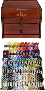 DMC Petite Decorative Wooden Chest With Assortment Pack (100 Skeins of The Pearl Cotton Assortmen... | Amazon (US)