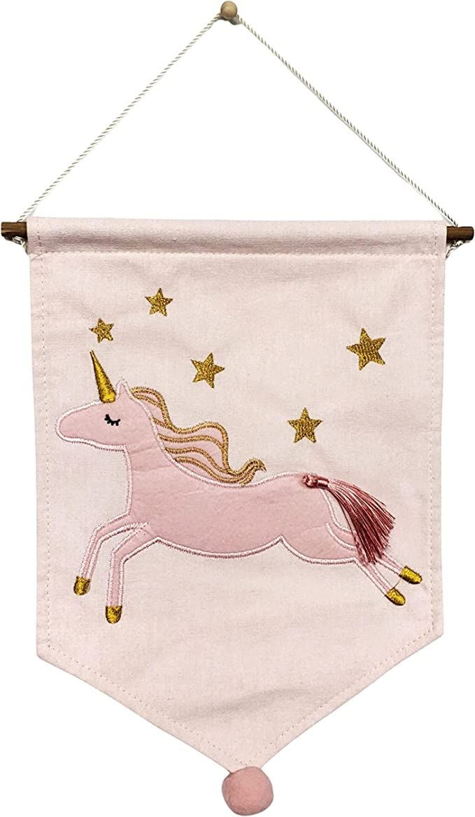 Bon et Beau Dreamy Unicorn Embroidered Canvas Banner – Wall Decor for Girls Bedroom, Playroom a... | Amazon (US)