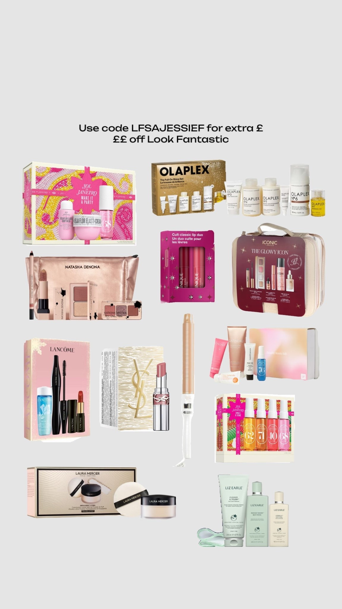 Get extra ££ off Look Fantastic with code LFSAJESSIEF 

Christmas Gift Guide 

• beauty gifts curling tongs beauty works Molly mae make up set skincare haircare Olaplex hair tools •



#LTKgiftguide #LTKfestive #LTKuk