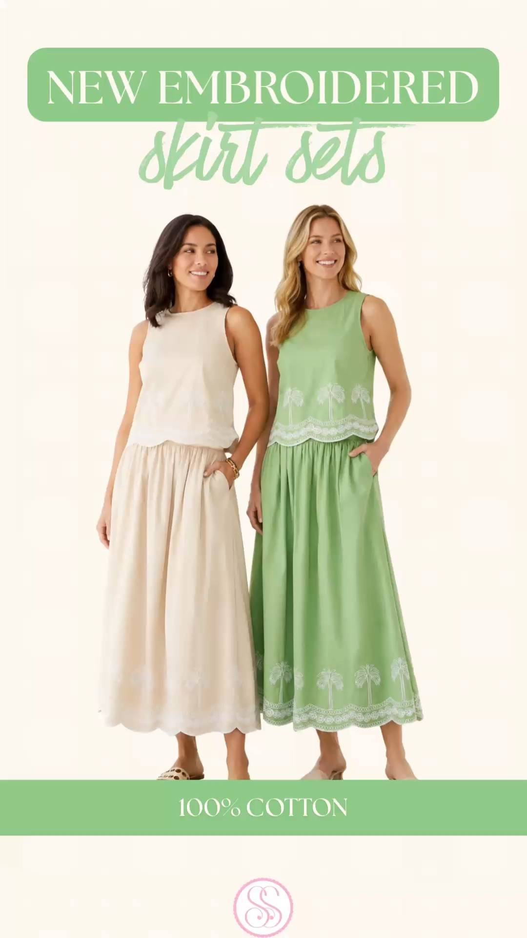 Embroidered skirt set | cotton two piece set | Crown and Ivy set | preppy summer outfit | designer look for less

These Crown & Ivy embroidered skirt sets are on major sale right now, and the details are so good.

The sleeveless embroidered top, crew neckline, keyhole button back, matching midi skirt, elastic waistband, fully lined skirt, scalloped embroidery, palm detail, and 100% cotton fabric make this set look so much more expensive than the sale price. It has that polished Palm Beach resort feel that works as a matching set or styled separately.

The top is perfect with white jeans, denim shorts, linen pants, tailored shorts, or a simple skirt. The midi skirt works with a tank, button down, fitted tee, cardigan, or the matching embroidered top for a full outfit moment.

This is such a strong summer outfit for teacher outfits, work outfits, church, brunch, vacation dinners, resort lunches, baby showers, bridal showers, graduation parties, garden parties, country club events, coastal weekends, and everyday warm-weather plans when you want something pretty but easy.

If you love embroidered sets, cotton skirt sets, preppy summer style, Palm Beach outfits, Crown & Ivy finds, Belk sale finds, matching sets, midi skirts, summer work outfits, teacher outfits, vacation outfits, and designer looks for less, this is one of the best sale finds to check right now.

embroidered skirt set, cotton two piece set, matching skirt set, Crown and Ivy set, Crown & Ivy top, Crown & Ivy skirt, Belk sale find, embroidered top, embroidered midi skirt, cotton top, cotton midi skirt, 100 cotton set, preppy summer outfit, Palm Beach style, resort outfit, vacation outfit, teacher outfit, work outfit, business casual outfit, church outfit, brunch outfit, bridal shower outfit, baby shower outfit, designer look for less

#LTKFindsUnder50 #LTKFindsUnder100 #PreppyStyle #TwoPieceSet #LookForLess #SkirtSet #SummerOutfits #VacationOutfit #ResortStyle

#LTKSaleAlert #LTKTravel #LTKWedding