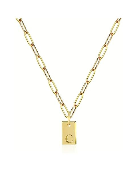 Initial Necklaces for Women 14K Gold Plated Letter Necklace Dainty Gold Name Necklace Personalize... | Amazon (US)