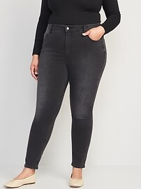 High-Waisted Rockstar Super-Skinny Black-Wash Built-In Warm Jeans for Women | Old Navy (US)