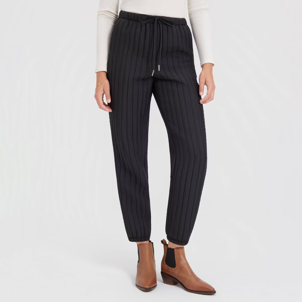 Women's Mid-Rise Tapered Leg Quilted Drawcord Joggers - A New Day™ | Target