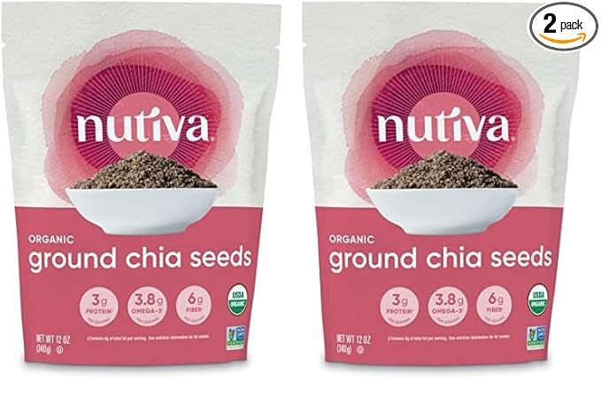 Nutiva Organic Premium Raw Ground Chia Seeds, 12 Oz, USDA Organic, Non-GMO, Whole 30 Approved, Ve... | Amazon (US)