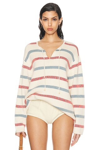 BODE Bay Stripe Sweater in Cream & Multi | FWRD | FWRD 