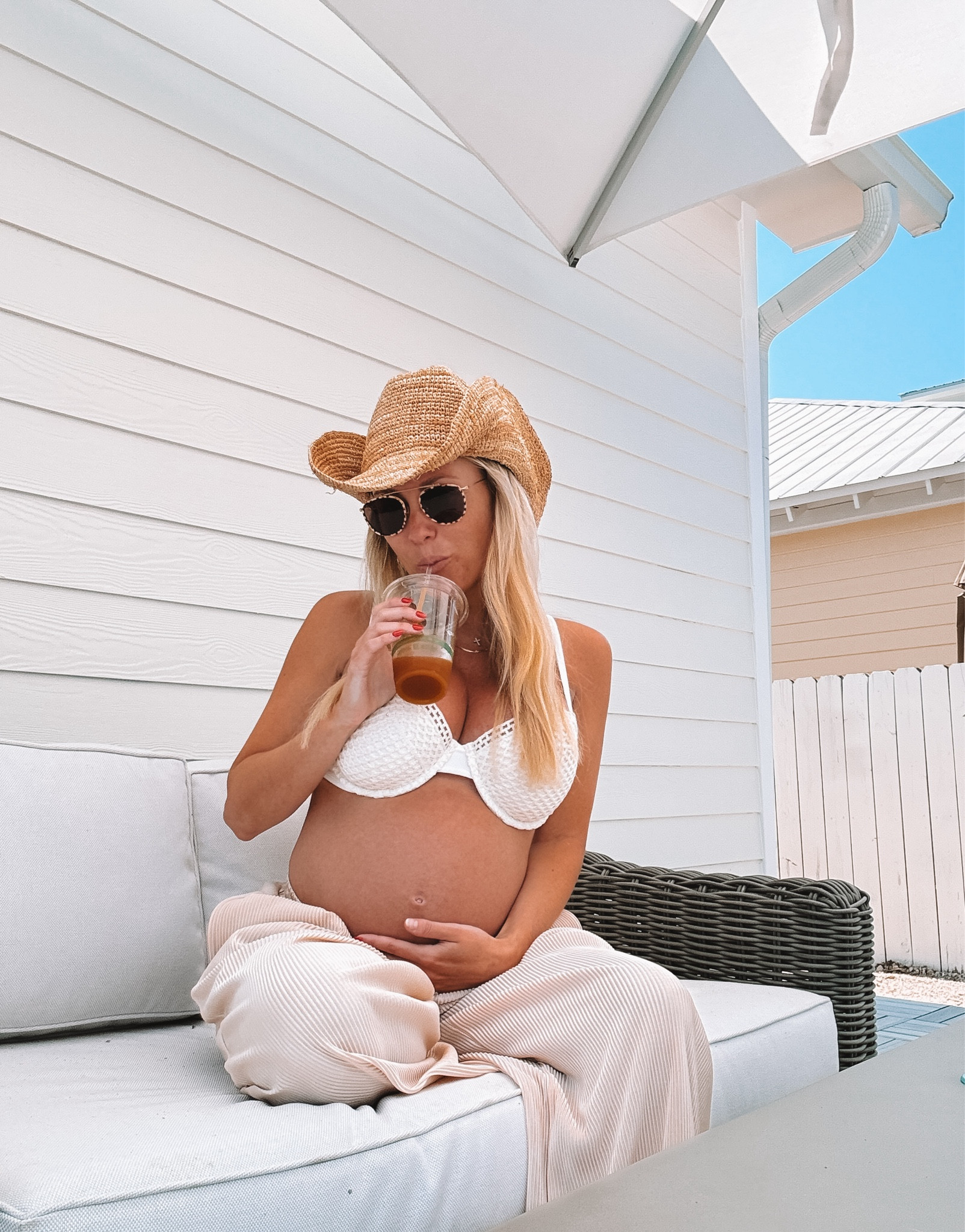 Beachy summer style // 2nd trimester bump ootd featuring my favorite staple sunglasses // wearing size medium bikini top 

#LTKBump #LTKU #LTKSeasonal