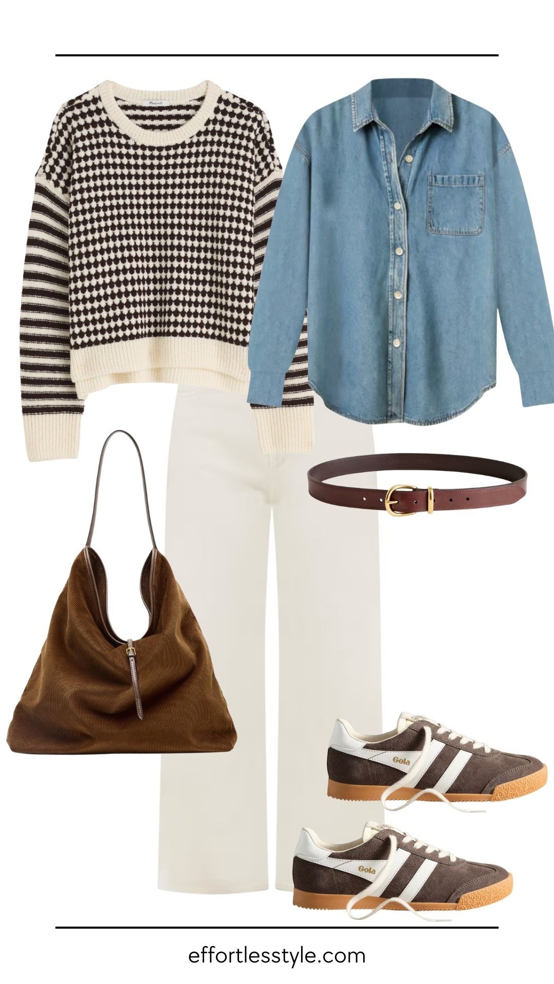 Layering is key when traveling for fall break. A sweater draped over your shoulders completes the look but is practical when the day starts super chilly. Pairing chocolate and ivory and chambray is a sharp combination that works for any destination – the city or the mountains. Ditch the sweater and opt for a flat to have the look translate to a fall beach destination.

#LTKSeasonal #LTKStyleTip #LTKBeauty