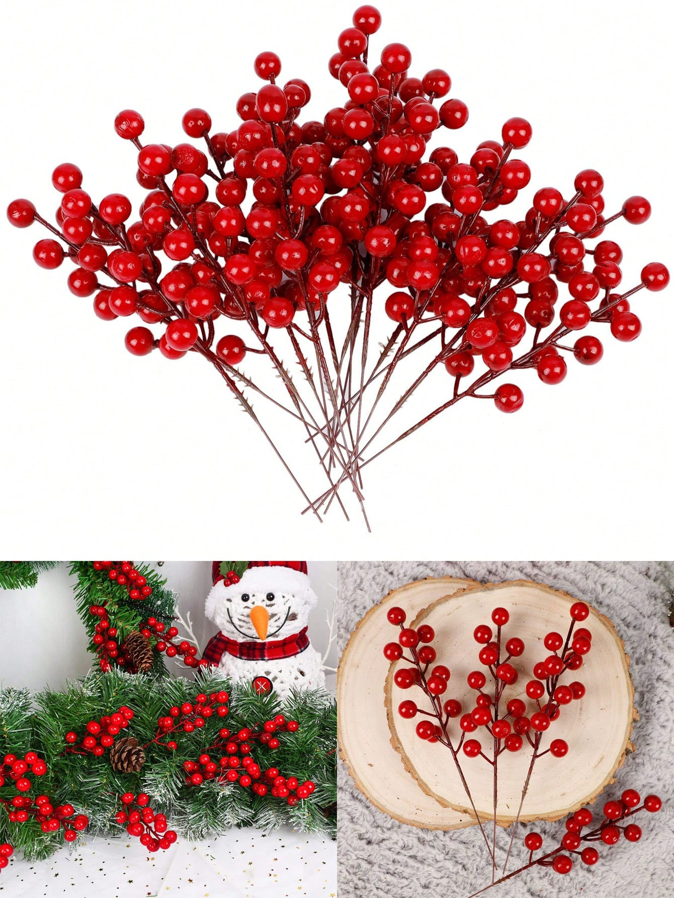 30pcs/20pcs/10pcs/1pc-Artificial Berries Red Pip Berry Stems Spray For DIY Crafts – Wreath, Gar... | SHEIN