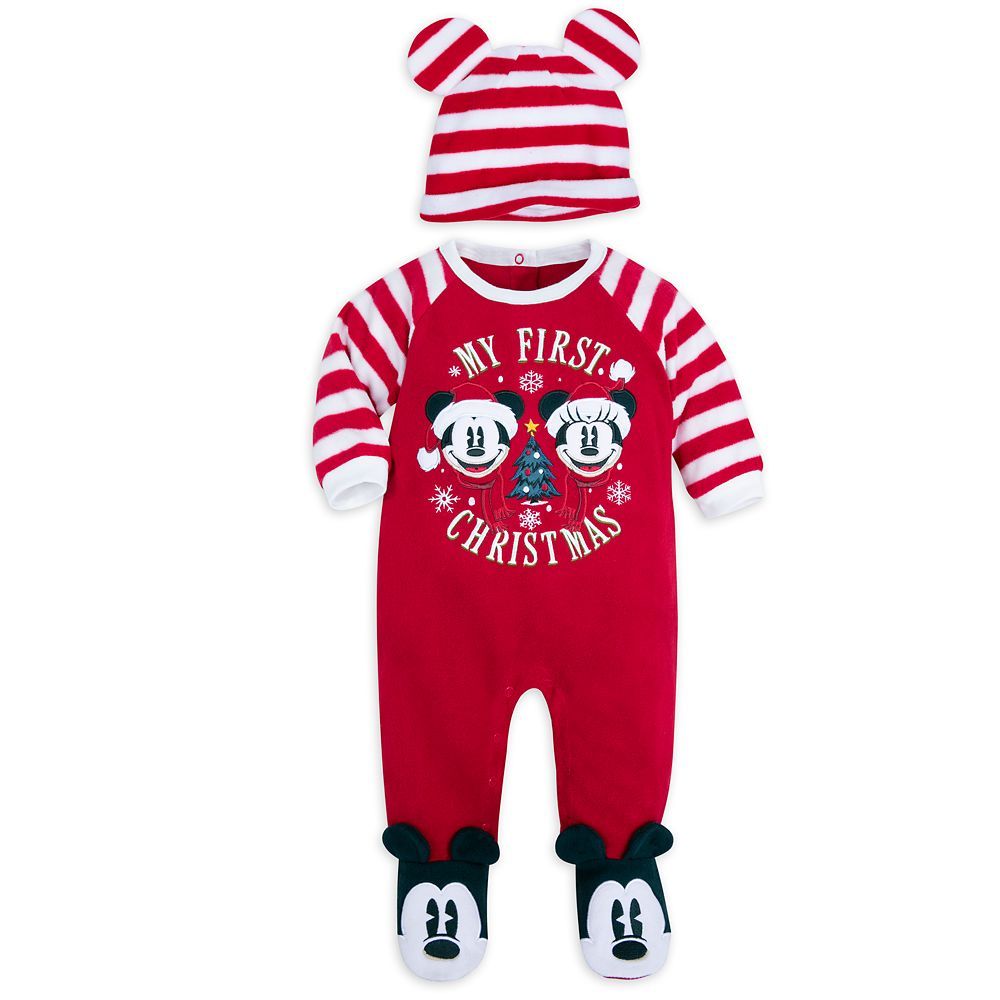 Mickey and Minnie Mouse ''My First Christmas'' Sleeper and Hat Set for Baby | Disney Store