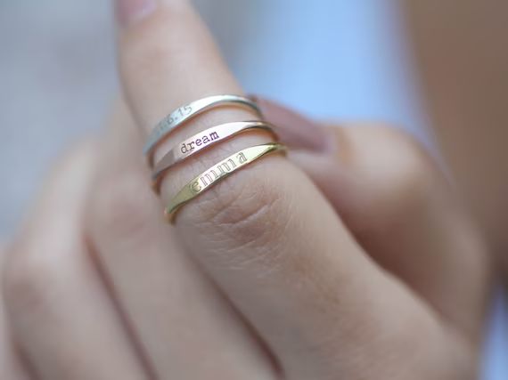 Custom Name Ring  Personalized Stacking Ring  Skinny | Etsy | Etsy (US)