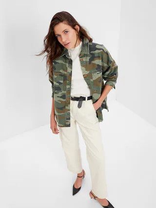 Oversized Khaki Shirt Jacket with Washwell | Gap (US)