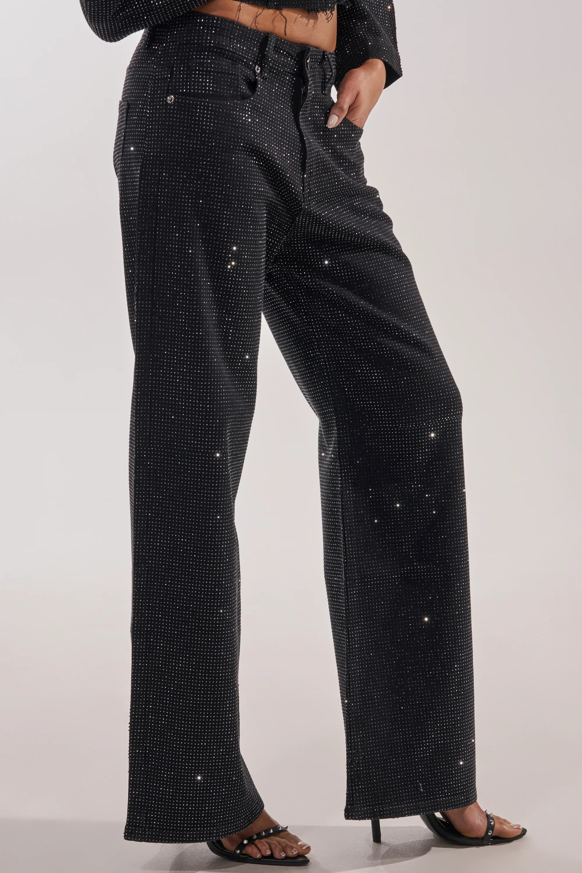 DEMI EMBELLISHED RELAXED DENIM IN BLACK | AKIRA