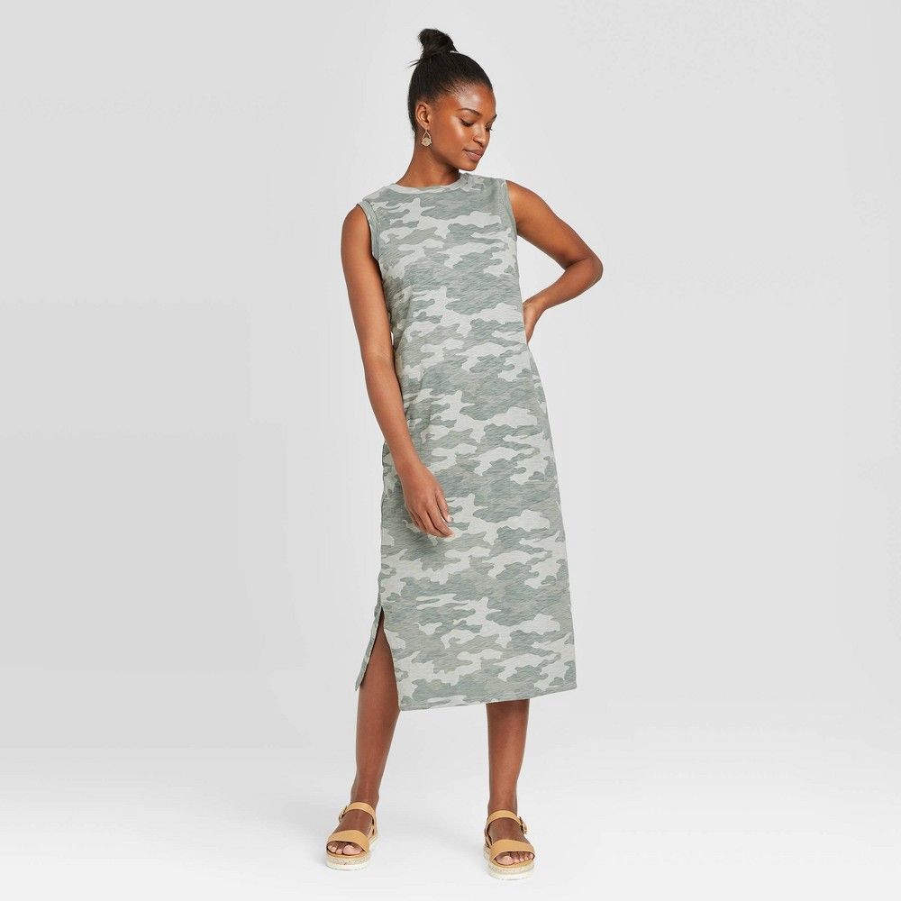 Women's Camo Print Sleeveless Knit Dress - Universal Thread Green S | Target