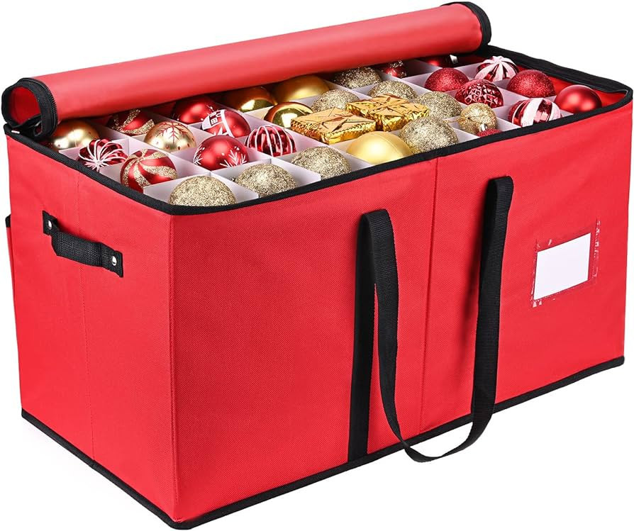 Mrrihand Christmas Ornament Storage Box, Xmas Decoration Organizer with Adjustable Dividers - Sto... | Amazon (US)