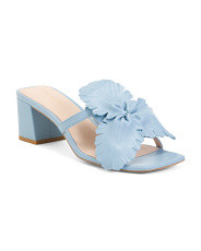 Leather Happy Floral Applique Heeled Sandals | Marshalls
