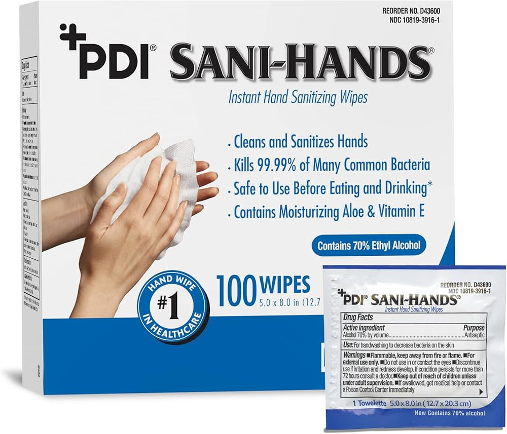 Sani-Hands Hand Sanitizer Wipes 100 Packets Per Box | Amazon (US)