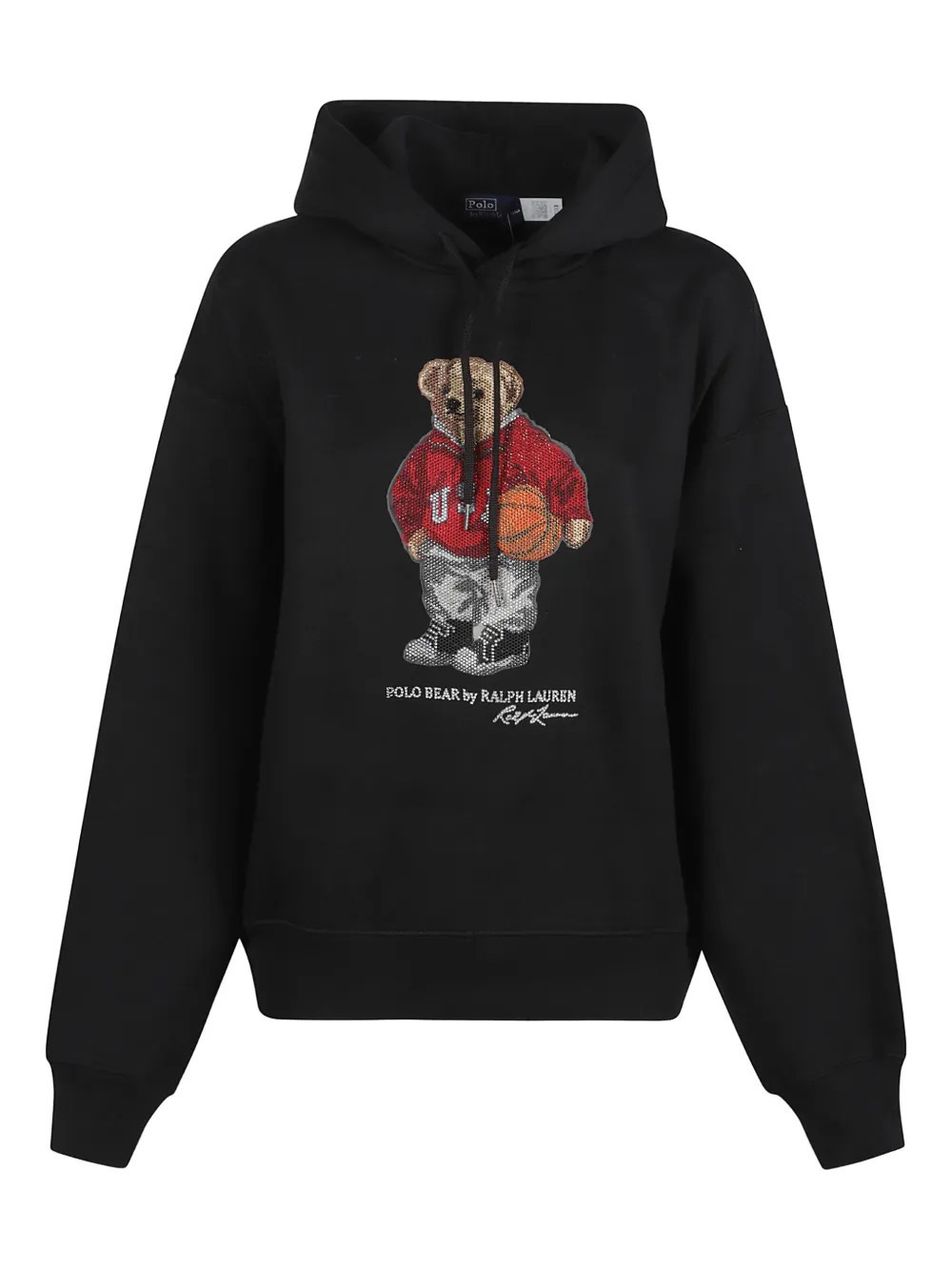 Polo Ralph Lauren rhinestoned Polo Bear fleece hoodie - Black | Farfetch Global