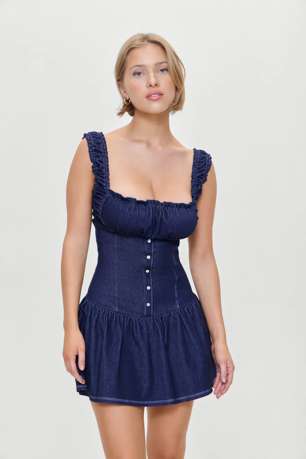 Christa Denim Mini Dress - Blue Denim | Frankies Bikinis