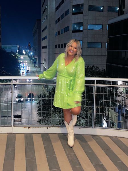 Boohoo lime green sequin dress size 3xl(20) I should’ve stuck to my true size (2x)! 
Tecovas boots size 11

#LTKGiftGuide #LTKcurves #LTKstyletip
